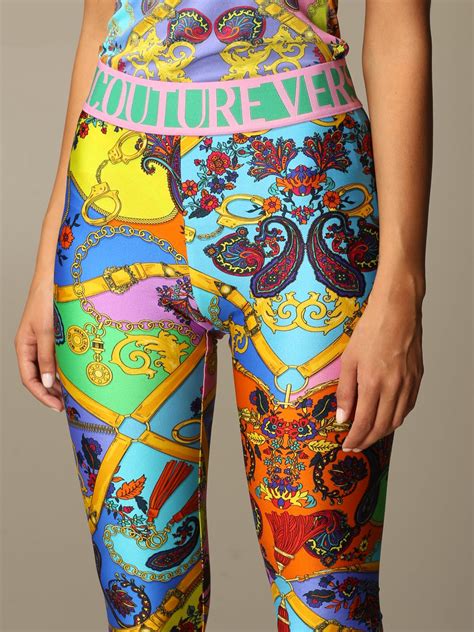 vintage versace jean couture silk strips pants|Versace Jeans Couture leggings.